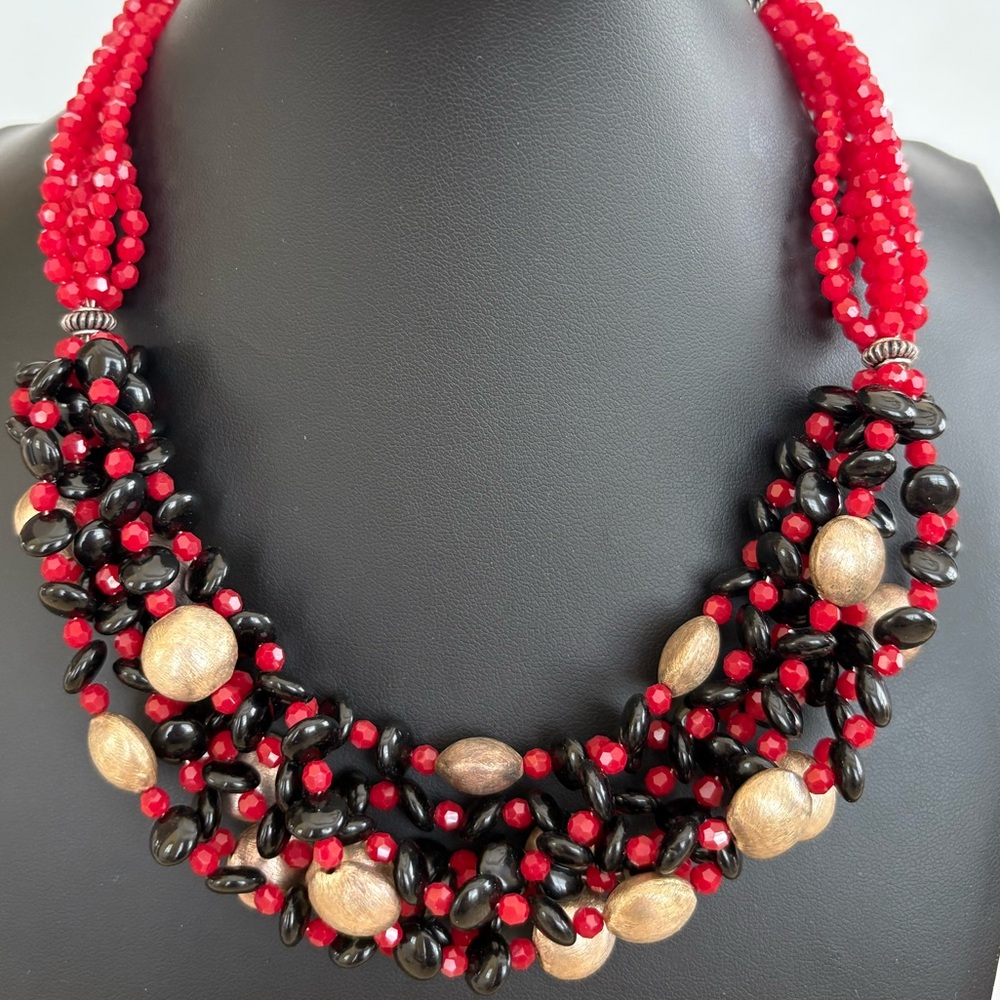 Multi Stranded Boho Bohemian Beaded Statement Nec… - image 2